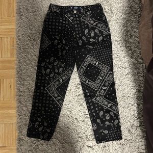 Ultra high-rise paisley mom jeans